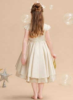 Ballkjole/Prinsesse Båthals Asymmetrisk Sateng Brudepikekjole barn 