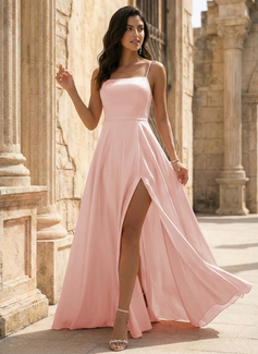 Square Spaghetti Straps Satin Dress