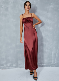 Torget Sexy A-line kjole Satin Midi Motekjoler 