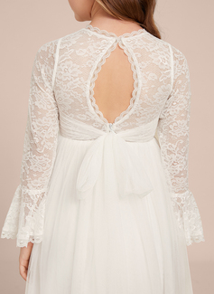 A-line Scoop Floor-Length Chiffon Junior Bridesmaid Dress 