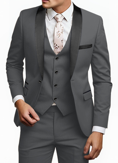 Solid Color 3 Piece Single Breasted Men's Prom Tuxedo Suit 