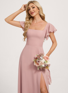 A-line Square Ruffle Chiffon Dress