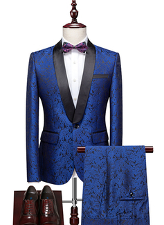 Print 2 Piece Single Breasted Men's Prom Tuxedo Suit 