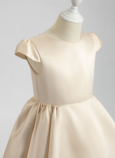 Ballkjole/Prinsesse Båthals Asymmetrisk Sateng Brudepikekjole barn 