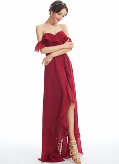 Off the Shoulder Strapless Chiffon Maxi Dress