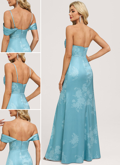 A-line Off the Shoulder Ruched Matte Satin Dress