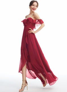 Off the Shoulder Strapless Chiffon Maxi Dress