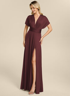 Robe trapèze à une épaule avec fronces en jersey stretch