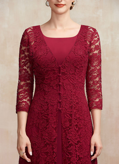 Kjole A-line kjole i Chiffon med Firkantet hals