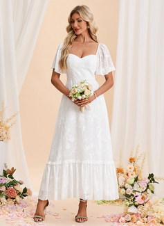 A-line Sweetheart Ankle-Length Chiffon Wedding Dress 