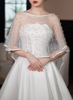 Voile Wedding Bridal Wrap Cape With Beading 