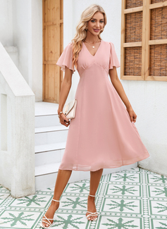 Cascading Ruffles Chiffon Midi Dress