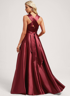 A-line One Shoulder Stretch Satin Dress