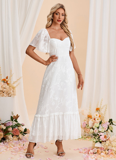 A-line Sweetheart Ankle-Length Chiffon Wedding Dress 