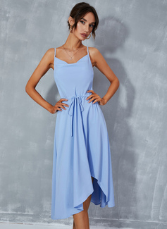 Cowl Chiffon Midi Dress