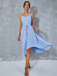 Cowl Chiffon Midi Dress