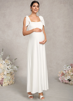 A-line Square Ankle-Length Jersey Chiffon Maternity Dresses With Bow 