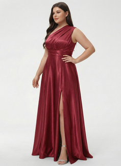 A-line One Shoulder Stretch Satin Dress
