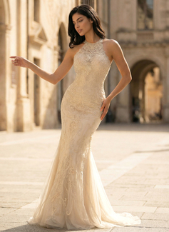 Robe sirène à sans manches avec paillettes en tulle