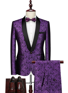 Print 2 Piece Single Breasted Men's Prom Tuxedo Suit 
