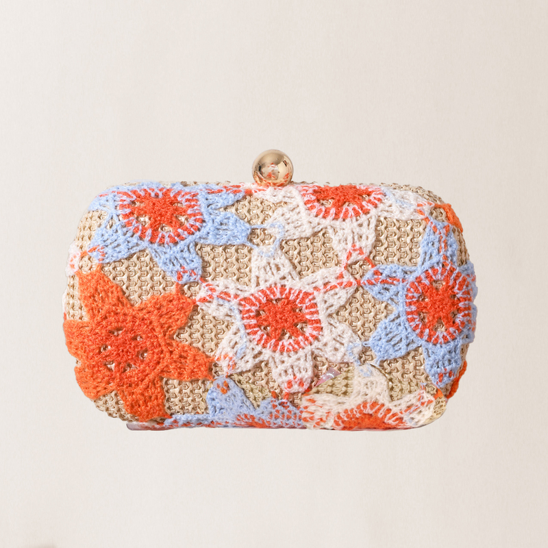 Flower Party Straw Clutch Bags in Multicolor 