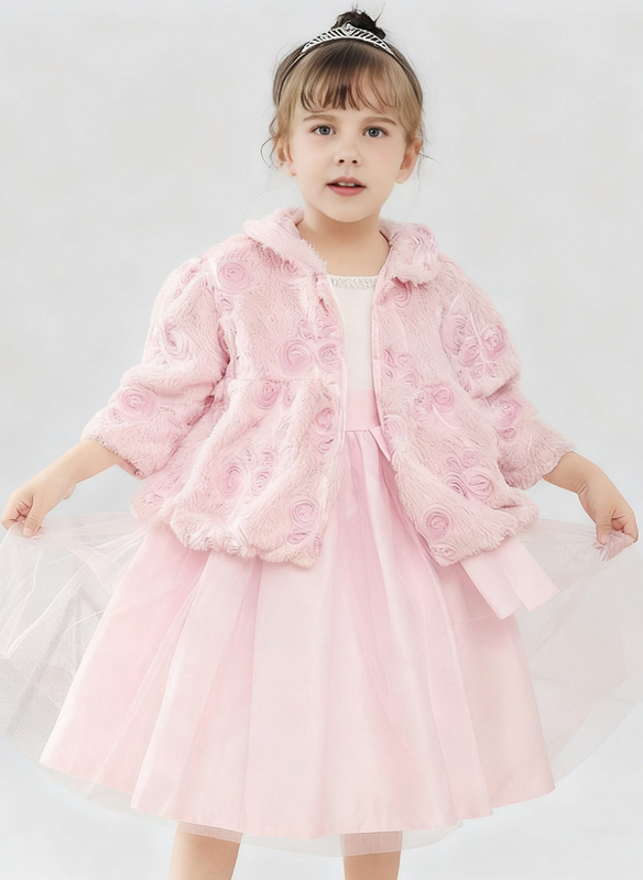 Pearl Faux Fur Long Sleeves Flower Girl Wraps 