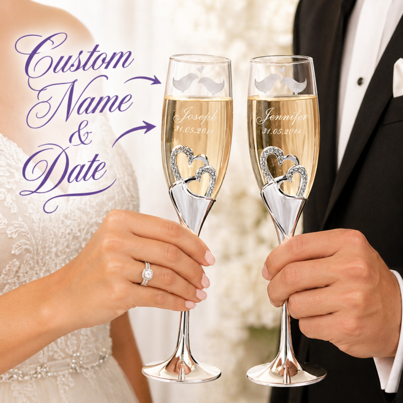 1 sett/2 stk Personlig Champagnefløyter Groom Gaver Elegant Legering