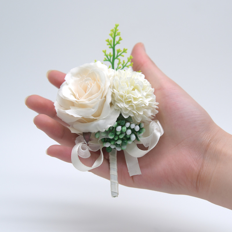 1 PC Artificial Wedding Flowers Silk Cloth Roses Boutonniere 