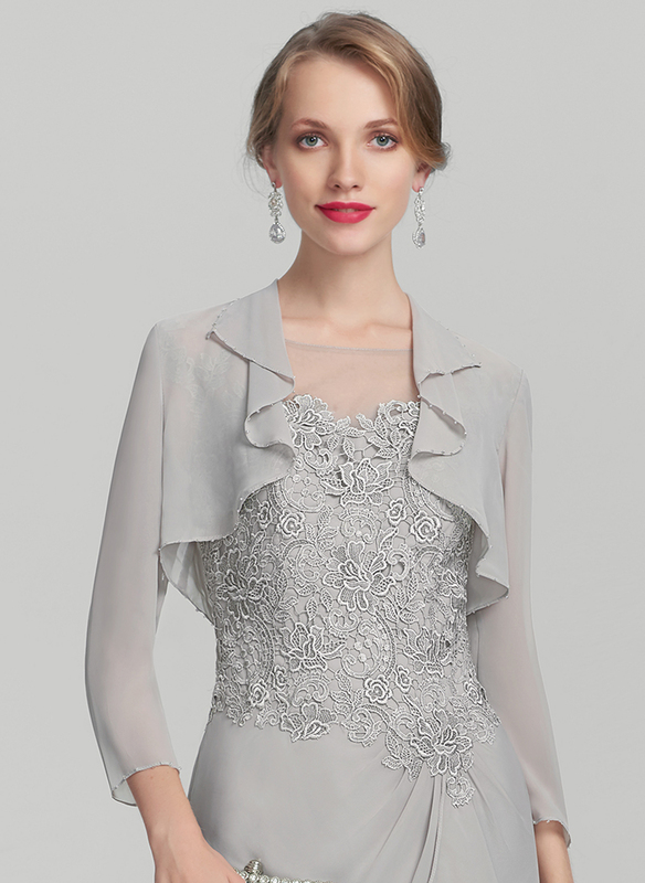 De chiffon 3/4 mouwen speciale gelegenheden avond mother's bruidsmeisje bolero wrap 