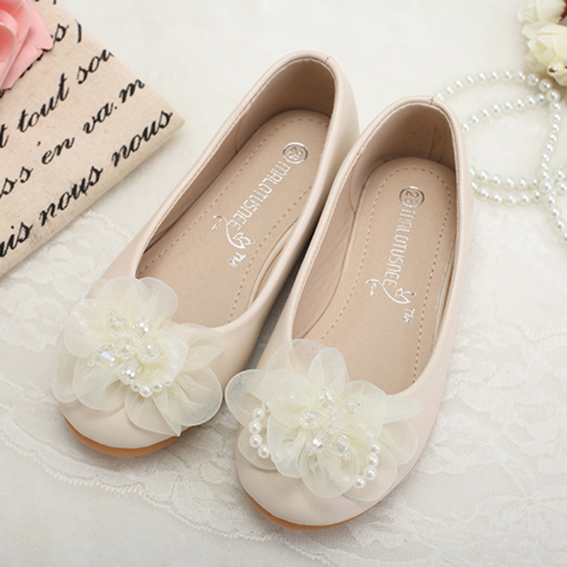 Girl's Flats Flower Girl Shoes Closed Toe Flat Heel Leatherette Girls' Shoes 