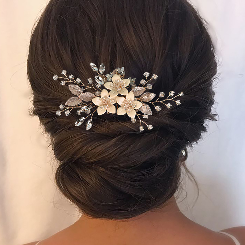 Rhinestone Floral Hair Combs Hair Accessories Wedding Headpieces 