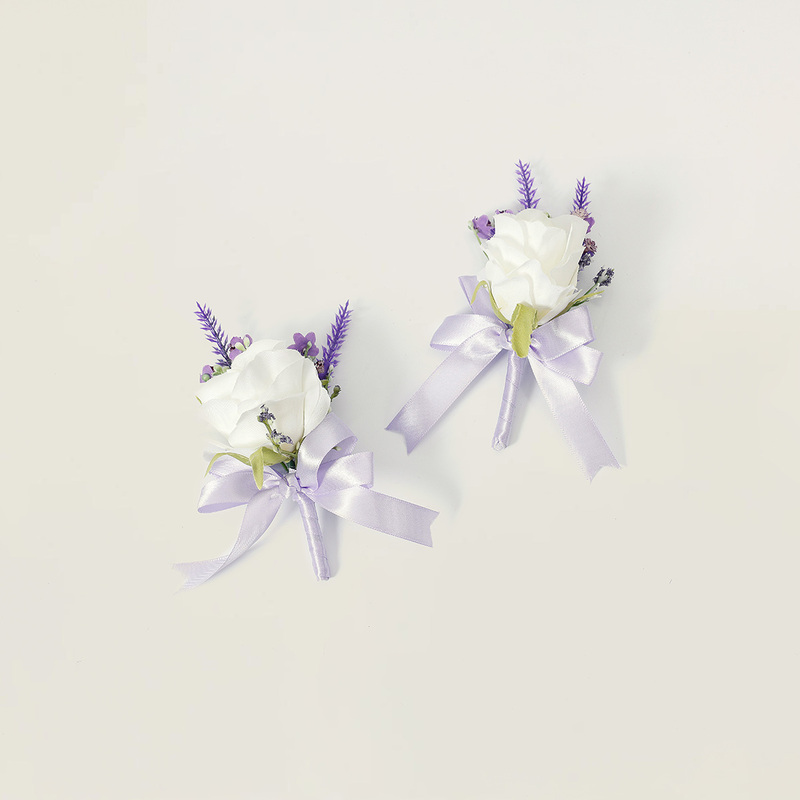 2 PCS Artificial Wedding Flowers Silk Baby's Breath Boutonniere 