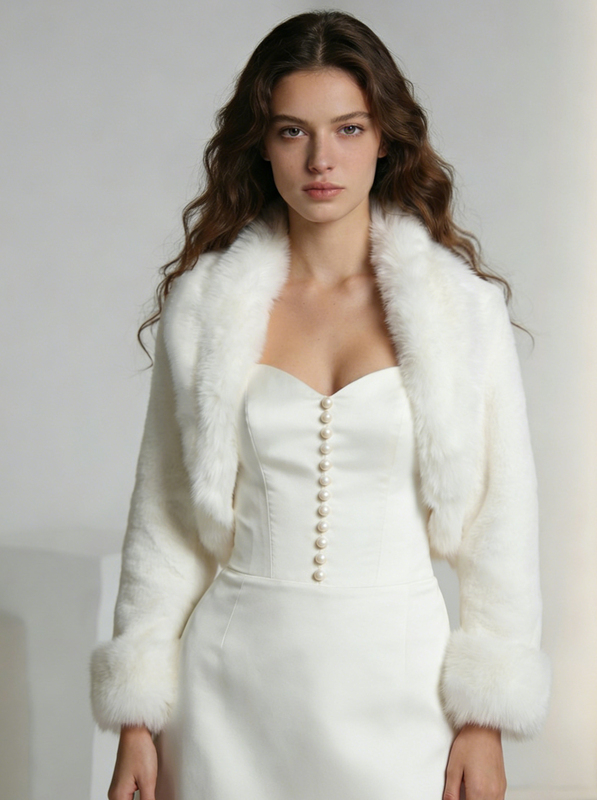 Faux fur bruids huwelijk wrap 