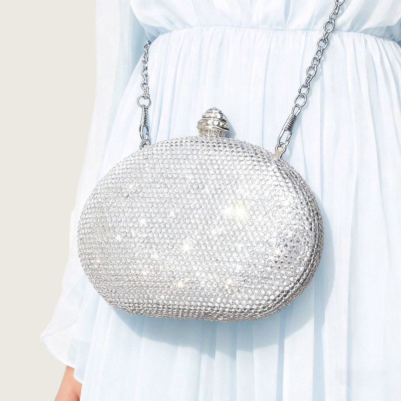 Rhinestone Party Prom Evening Clutch Bags in Silver 