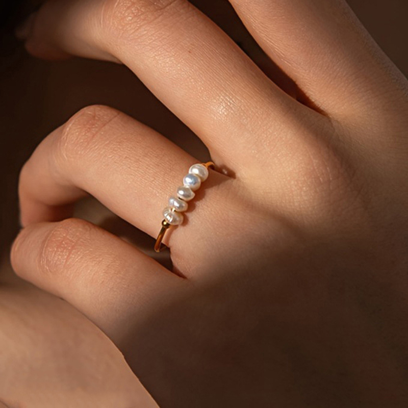 Simple Irregular Freshwater Pearl Band Rings 