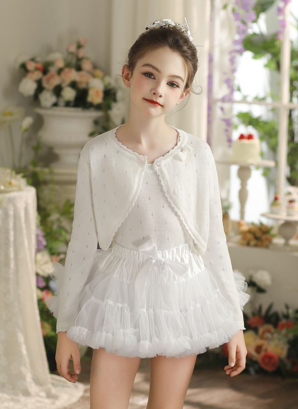 Cotton Long Sleeves Flower Girl Cardigan Wraps 