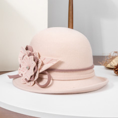 Women's Classic Winter Flower Wool Wedding Tea Party Cloche Hats 