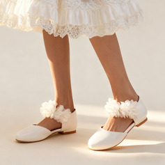 Mädchen Blumenmädchen Schuhe Hochzeit Blume Spitze Spitze Kunstleder Runde Schuhspitze Flach Schuhe 