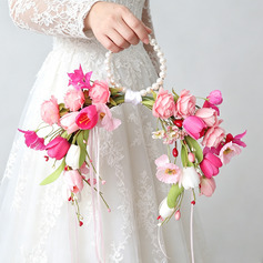 Artificial flores de casamento flor de seda misturado buquês de noiva