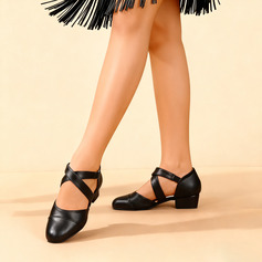 Chaussures de danse de salon femmes talon épais similicuir intérieur couleur unie chaussures de danse 