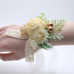 1 PC Artificial Wedding Flowers Silk Cloth Roses Wrist Corsage 
