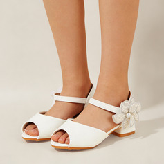 Flicka Skor för Blomflicka Wedding Blomma fuskläder Peep Toe Låg Klack skor