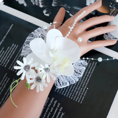Artificial flores de casamento flor de seda orchids buquê de pulso