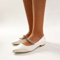 Dla kobiet Obuwie Ślubne Satyna Płaski Obcas Point Toe Mieszkania ślubne Elegancki Stras/ Krysztal Górski Ślub obuwie