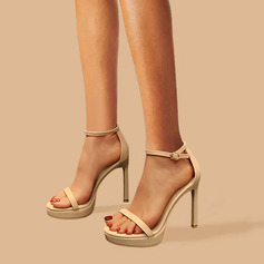 De mujer sandalías cóctel fiesta sexy simple cuero de microfibra sandalias de plataforma plataforma tacón alto punta abierta verano hebilla zapatos 