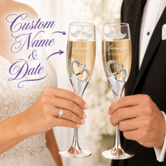 1 sett/2 stk Personlig Champagnefløyter Groom Gaver Elegant Legering