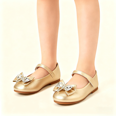 Mädchen Flache Schuhe Blumenmädchen Schuhe Freizeit Party Mary Jane Schleife Kunstleder Runde Schuhspitze Flach Schuhe 