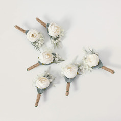 6 PCS Artificial Wedding Flowers Silk Roses Boutonniere 