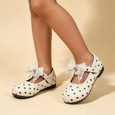 Bambina scarpe flower girl all'aperto fiocco similpelle punta tonda tacco piatto scarpe