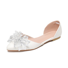 Женский Свадебная обувь Искусственная кожа Плоский каблук Point Toe Свадебные квартиры Свадебная обувь Бантик горный хрусталь Милый элегантный свадьба Ежедневно Вечеринка обувь 